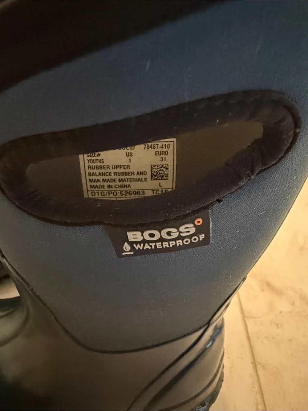 Bogs Kids Waterproof Dark Blue Rain Boots with Handles